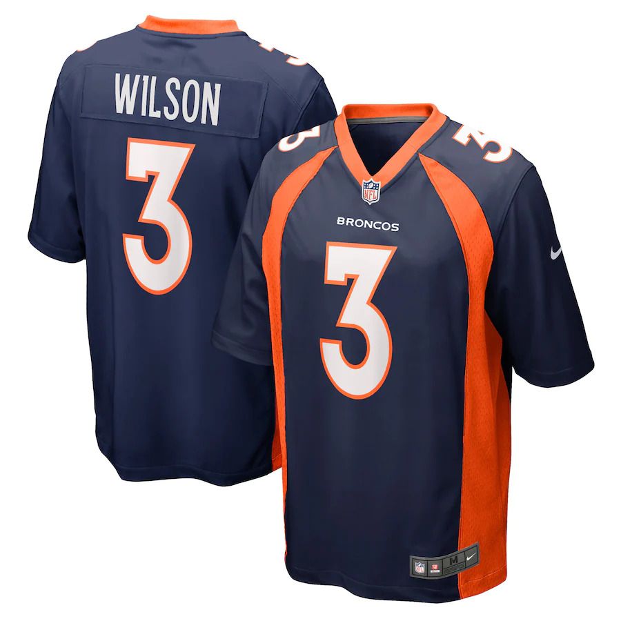 Men Denver Broncos #3 Russell Wilson Nike Navy Alternate Game NFL Jersey